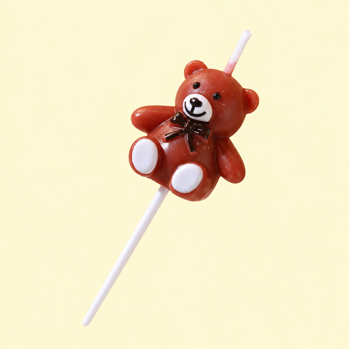 Bērna dzimšanas dienas ballītes kūkas brūna svece Lāčuka Teddy Bear formā.