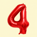 Sarkans balons cipars "4"