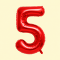 Sarkans balons cipars "5"